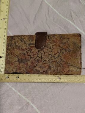 Patricia Nash Brown Floral Leather-Trim Phone Wallet Case